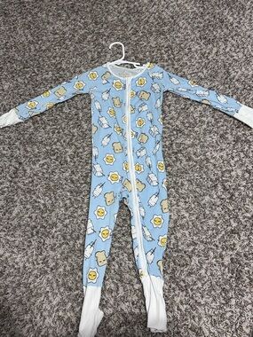 Little Sleepies Light Blue Breakfast Print Zip Pajamas